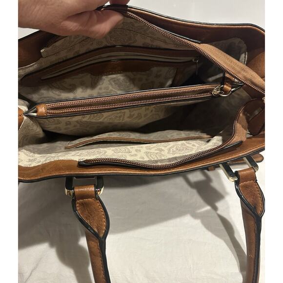 Simply Noelle Women's Shoulder Bag Purse Teal/Brown Handbag Zippers Storage - Picture 10 of 13